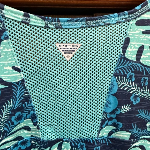 NWT Columbia PFG Midway Bay Dress XL Omni-Wick™ Omni-Freeze™ Green-Blue Tropical - Picture 3 of 6